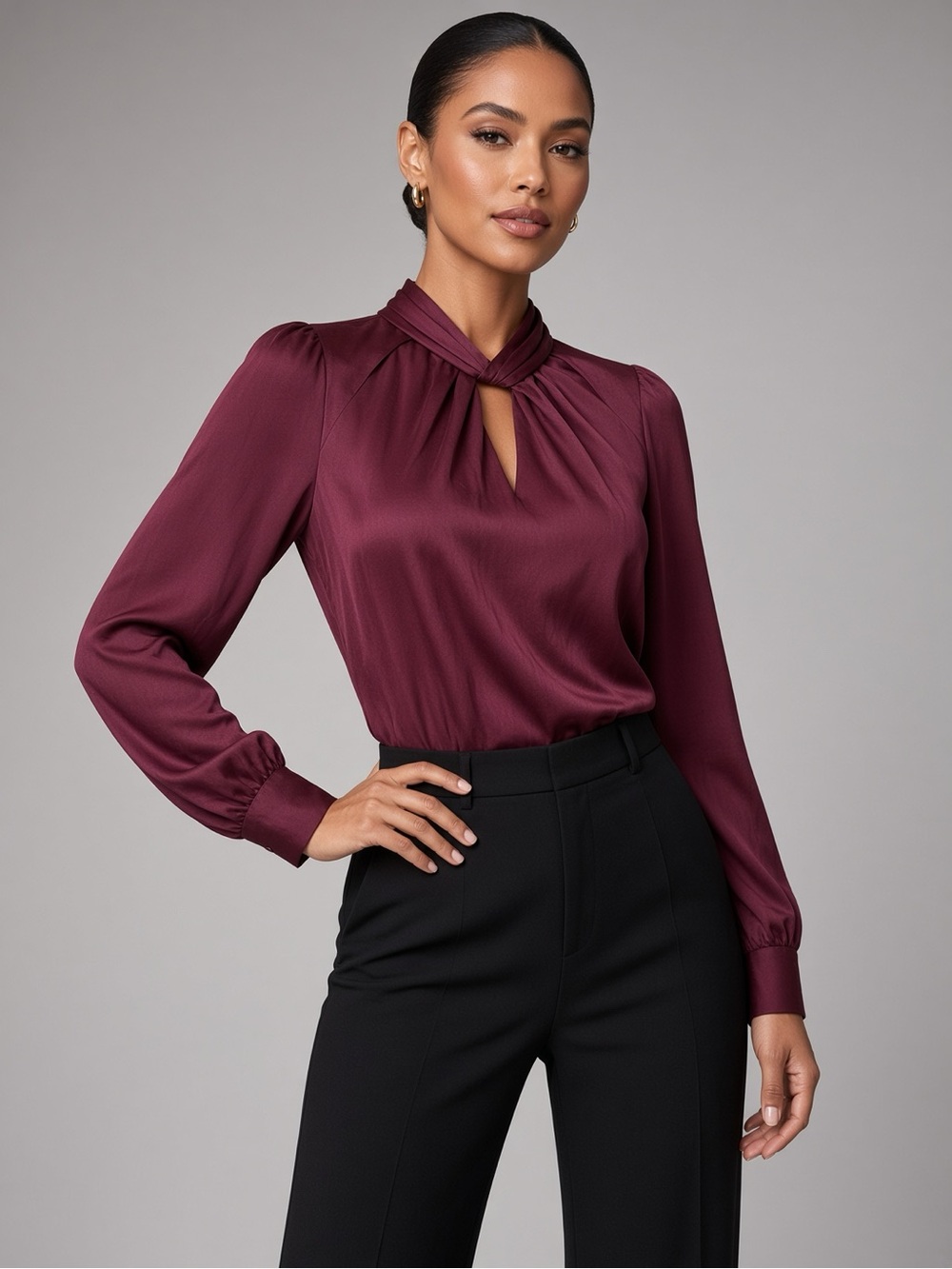 Karen Millen Blouse Knot Neck Top Size 6